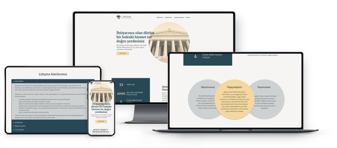 Apaydın Hukuk Web site shown in various devices