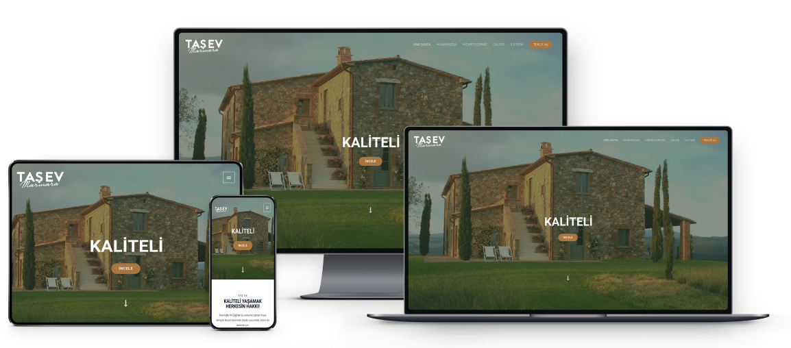 Marmara Taşev Web site shown in various devices